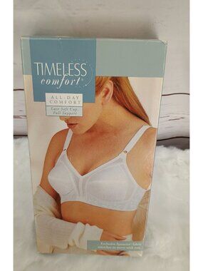 Timeless Comfort All-Day Lace Soft Cup Full Support Bra Sears Size 42C White Adj